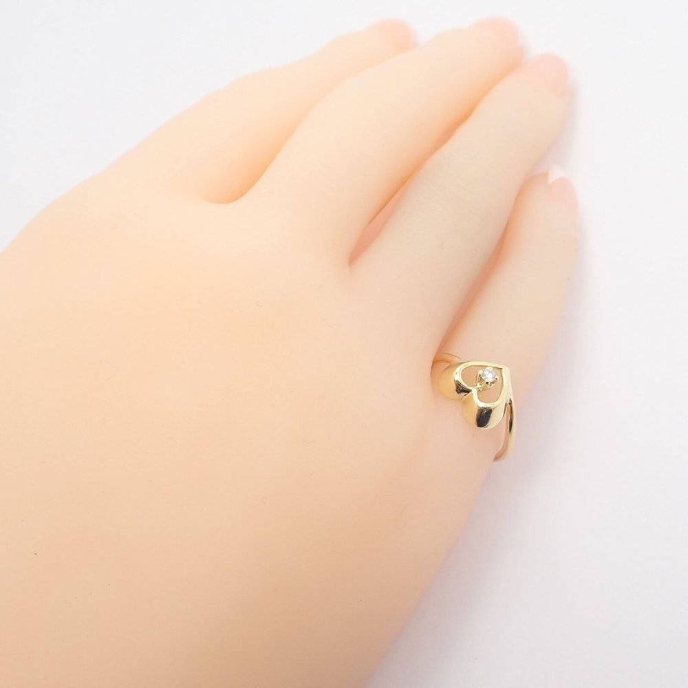 Authentic! Vintage Tiffany & Co 18k Yellow Gold Diamond Heart Ring - Picture 4 of 9